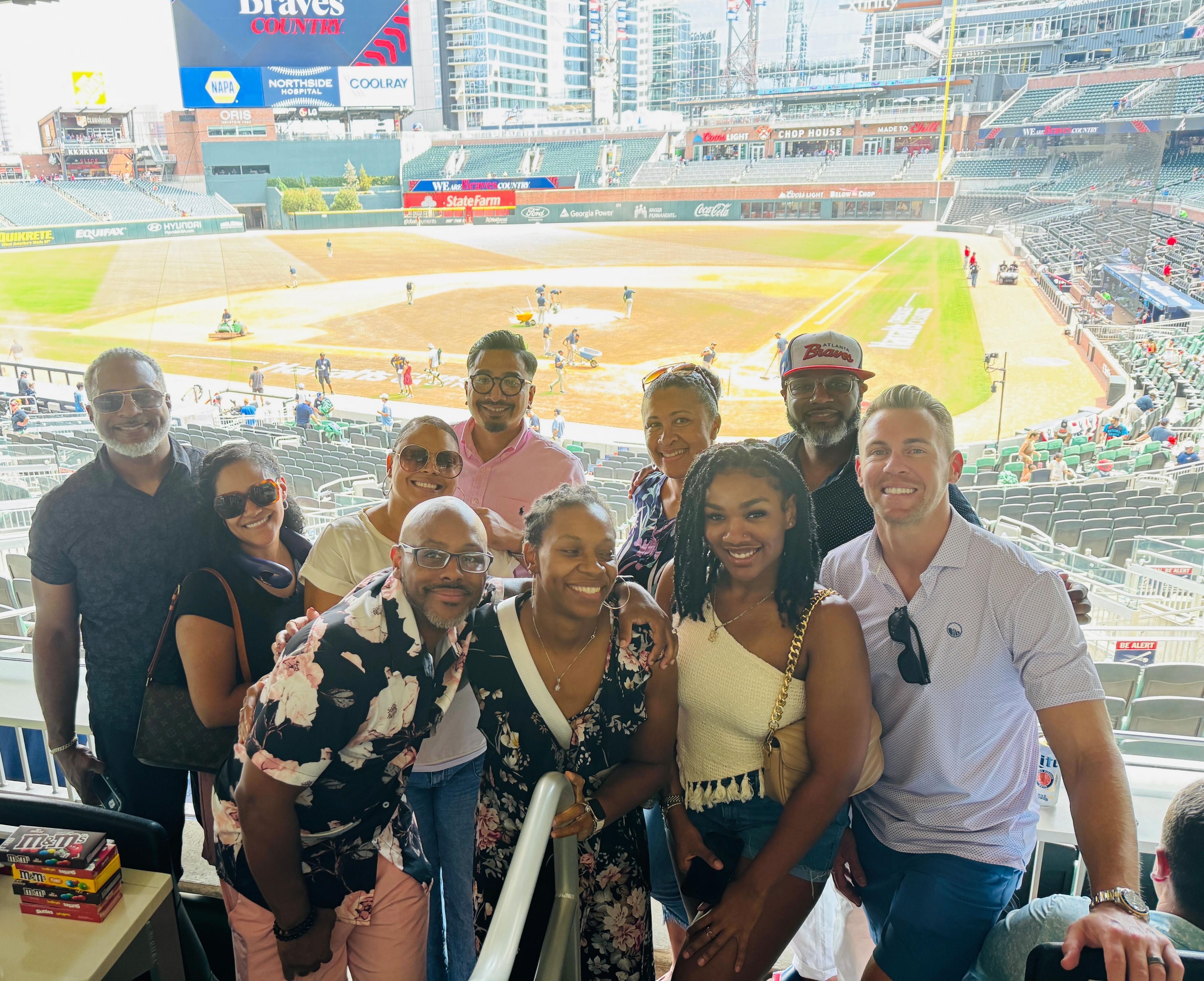 Team at baseball stadium event