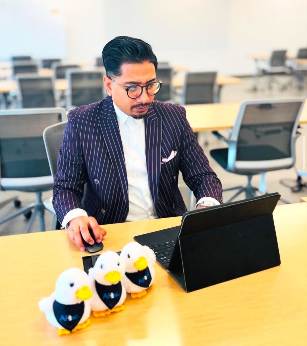 Steven working at office